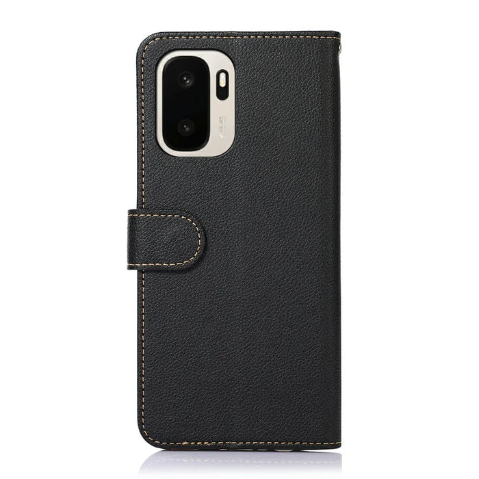 KHAZNEH For OnePlus Ace 6 Ultra 5G Case RFID Blocking Wallet Litchi Texture PU Leather Phone Cover with Strap - Black - 7