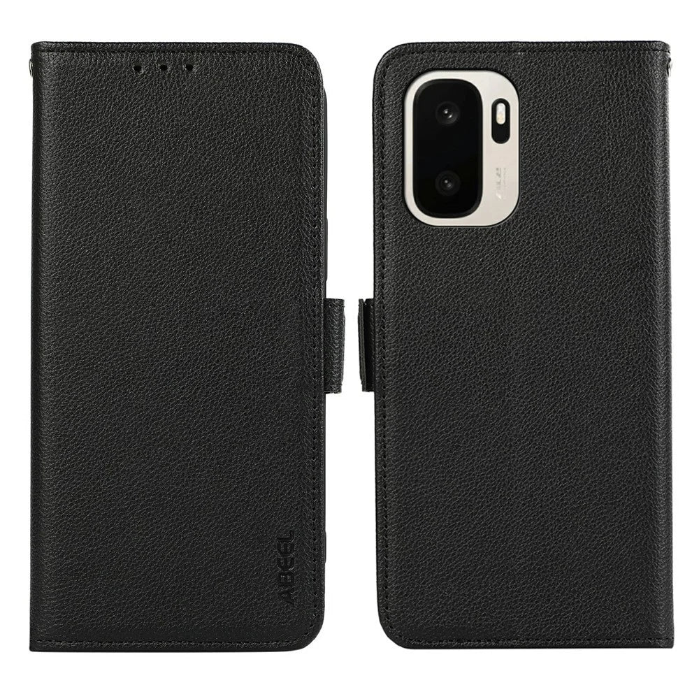 ABEEL For OnePlus Ace 6 Ultra 5G Case Litchi Texture Leather RFID Blocking Phone Cover - Black - 1