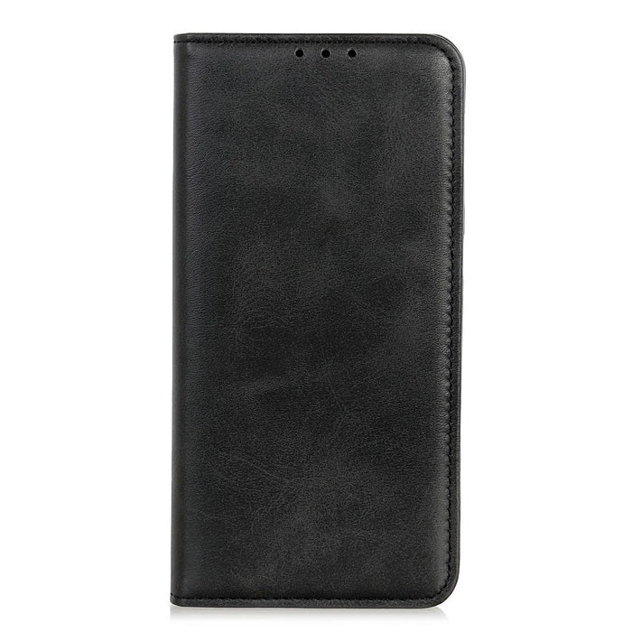 For OnePlus Ace 6 Ultra 5G Case Cowhide Texture Split Leather Flip Wallet Phone Cover - Black - 6