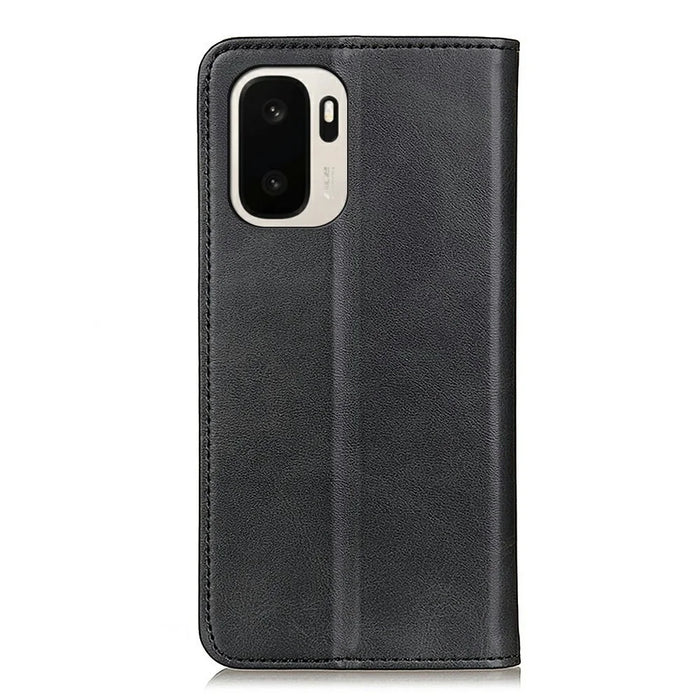For OnePlus Ace 6 Ultra 5G Case Cowhide Texture Split Leather Flip Wallet Phone Cover - Black - 7