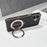 For iPhone 17 Magnetic Case Litchi Pattern TPU PU Cover with Electroplated Metal Ring Kickstand - Black - 4