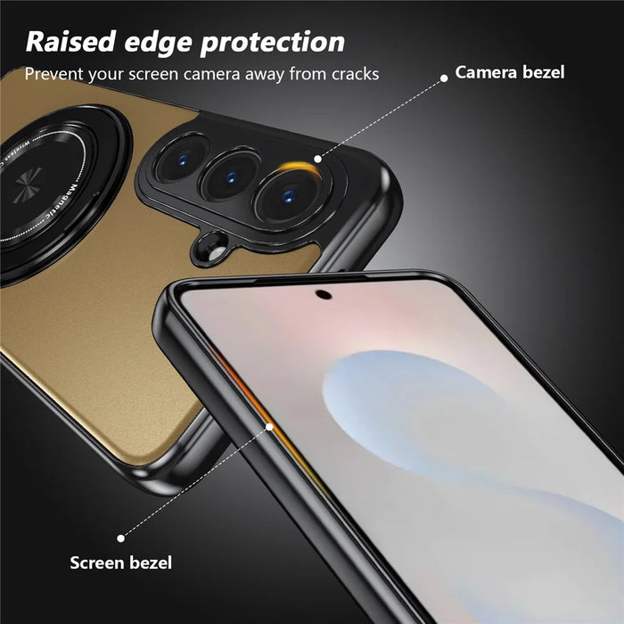 For Samsung Galaxy S26 Magnetic Case Rotating Kickstand PC TPU Electroplated Phone Cover with Tempered Glass Screen Protector - Gold - 7