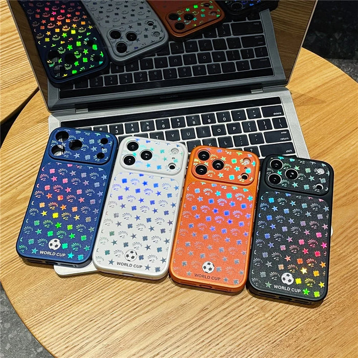 For iPhone 17 Pro Max Magnetic Case Holographic Laser Cover with Tempered Glass Screen Protector - Black - 5