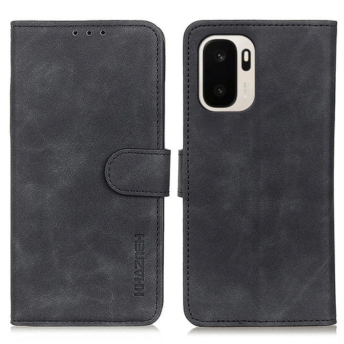 KHAZNEH For OnePlus Ace 6 Ultra 5G Case PU Leather Retro Texture Phone Cover - Black - 1