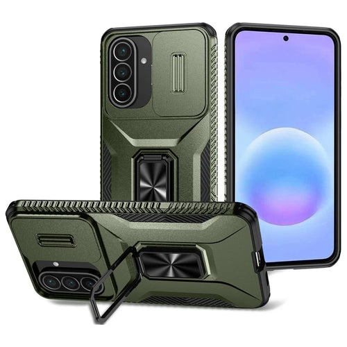 For Samsung Galaxy A57 5G Case Camshield Kickstand TPU + PC Anti-Slip Phone Cover - Green - 1
