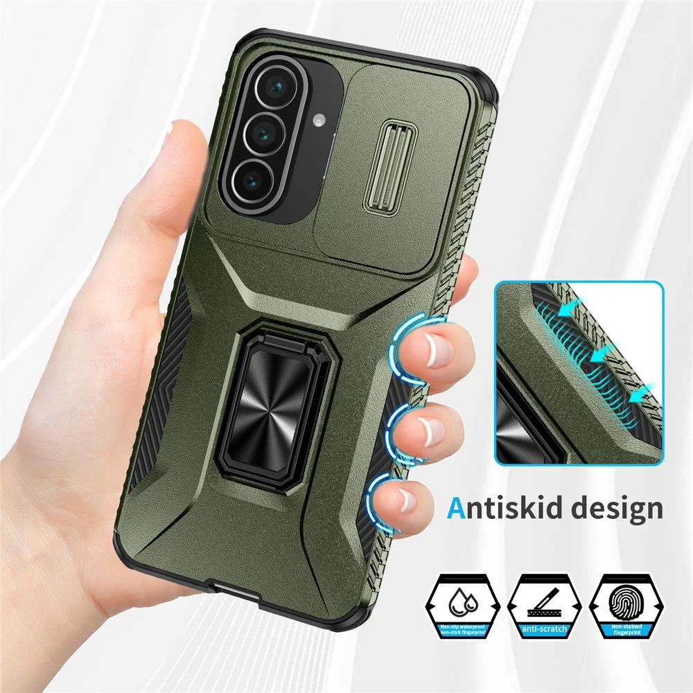 For Samsung Galaxy A57 5G Case Camshield Kickstand TPU + PC Anti-Slip Phone Cover - Green - 5