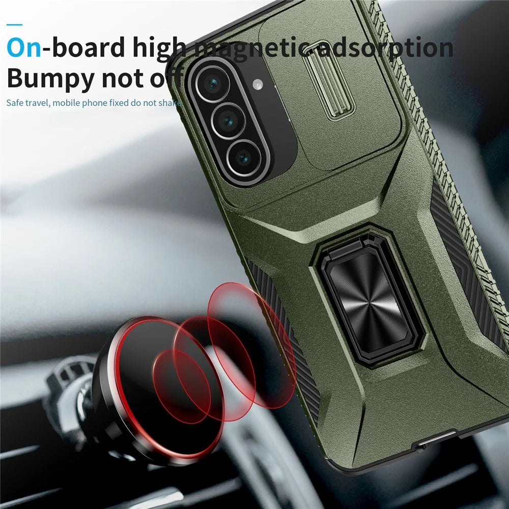 For Samsung Galaxy A57 5G Case Camshield Kickstand TPU + PC Anti-Slip Phone Cover - Green - 6