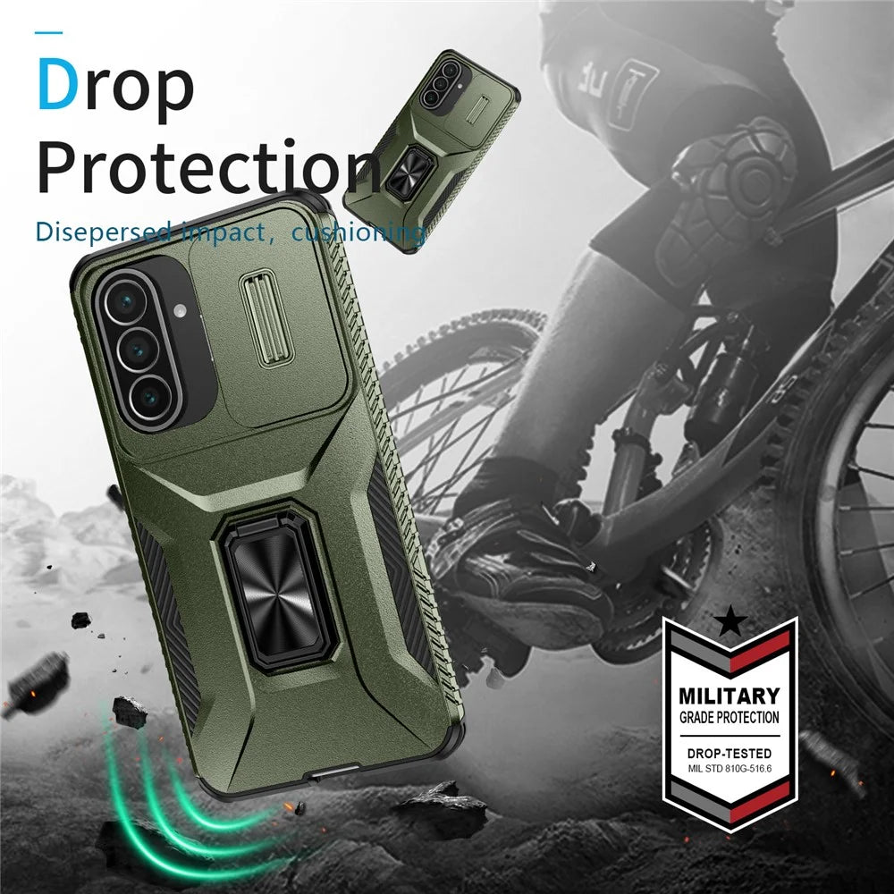 For Samsung Galaxy A57 5G Case Camshield Kickstand TPU + PC Anti-Slip Phone Cover - Green - 7