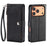 Wallet Case for iPhone 18 Pro / 17 Pro Litchi Texture Zipper Pocket Stand Leather Flip Phone Cover with Wrist Strap - Black - 1