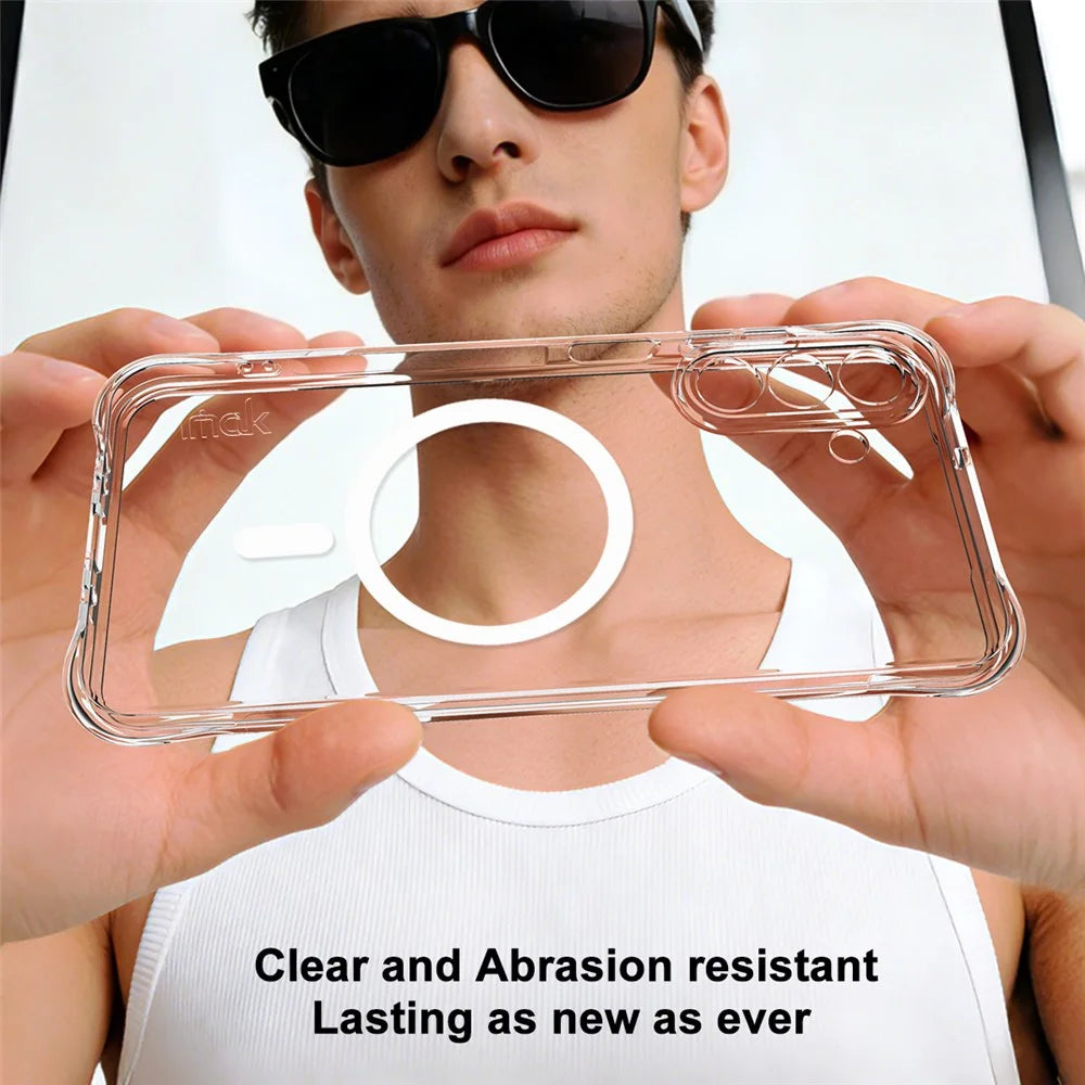 IMAK for Samsung Galaxy A26 5G Magnetic Case Airbag Shockproof Protection TPU Phone Cover - Transparent - 4
