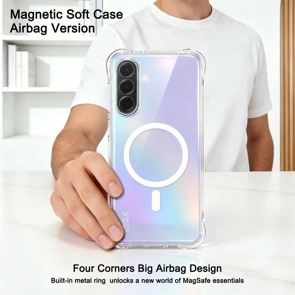 IMAK for Samsung Galaxy A36 5G Magnetic Case Airbag Shockproof Protection TPU Phone Cover - Transparent - 3