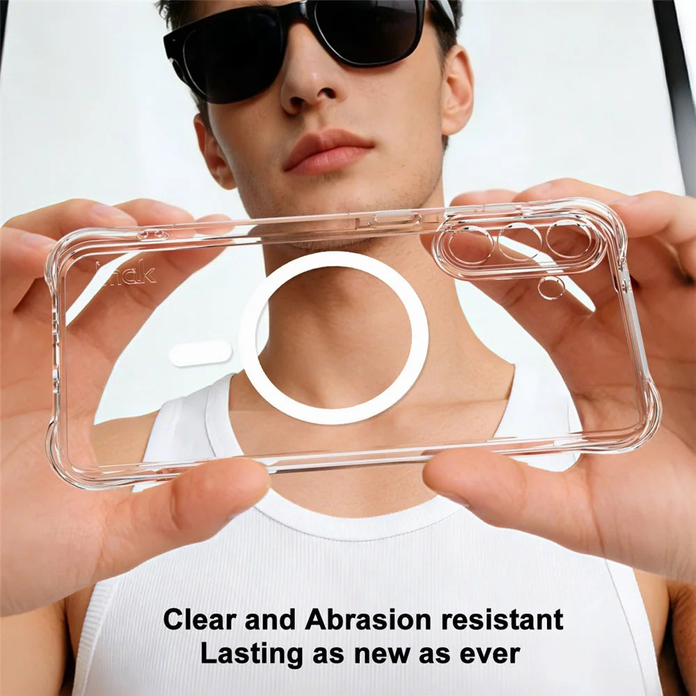 IMAK for Samsung Galaxy A36 5G Magnetic Case Airbag Shockproof Protection TPU Phone Cover - Transparent - 4