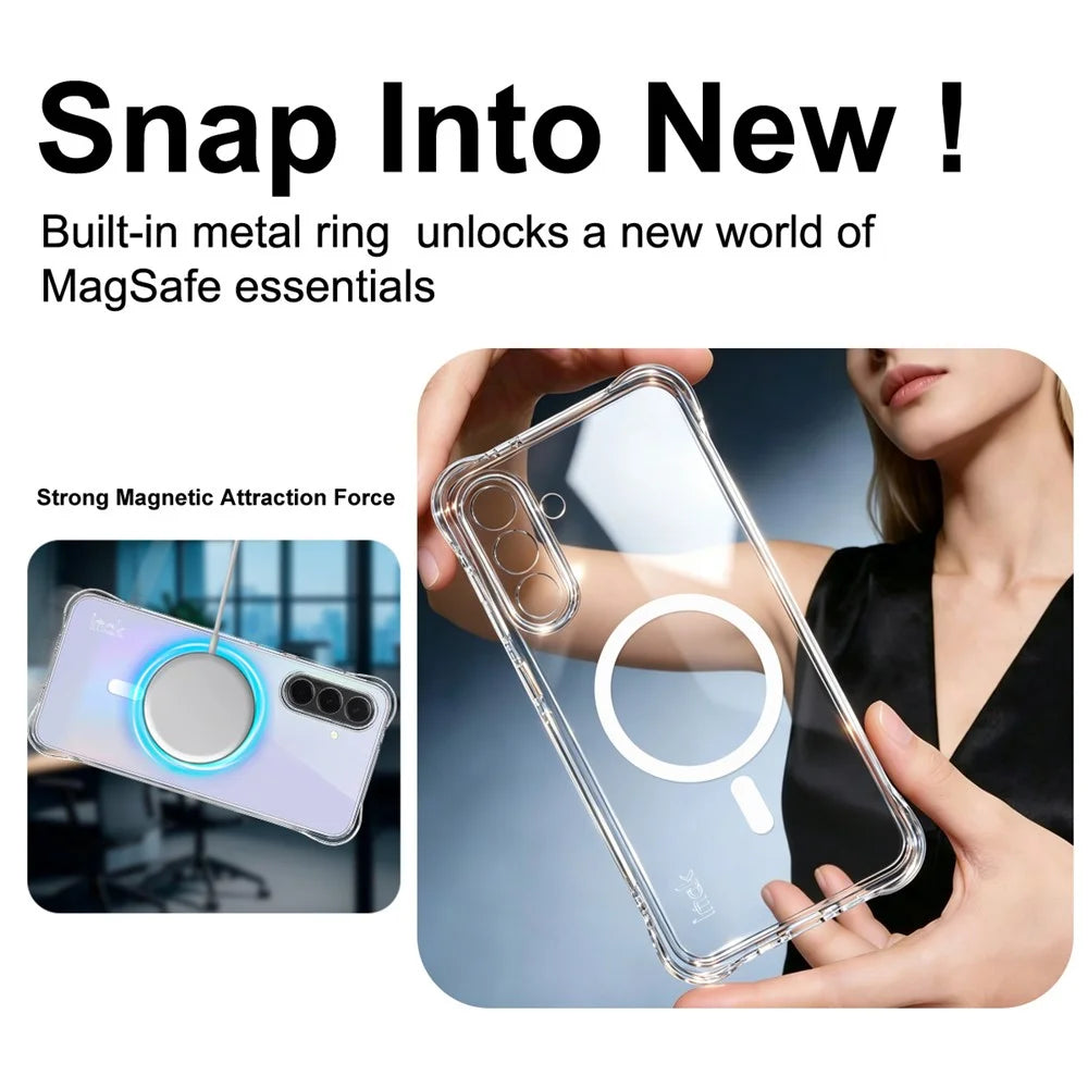 IMAK for Samsung Galaxy A36 5G Magnetic Case Airbag Shockproof Protection TPU Phone Cover - Transparent - 7