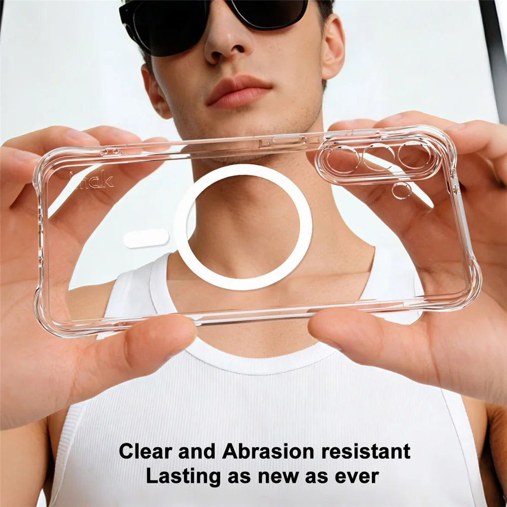 IMAK for Samsung Galaxy A56 5G Magnetic Case Airbag Shockproof Protection TPU Phone Cover - Transparent - 4