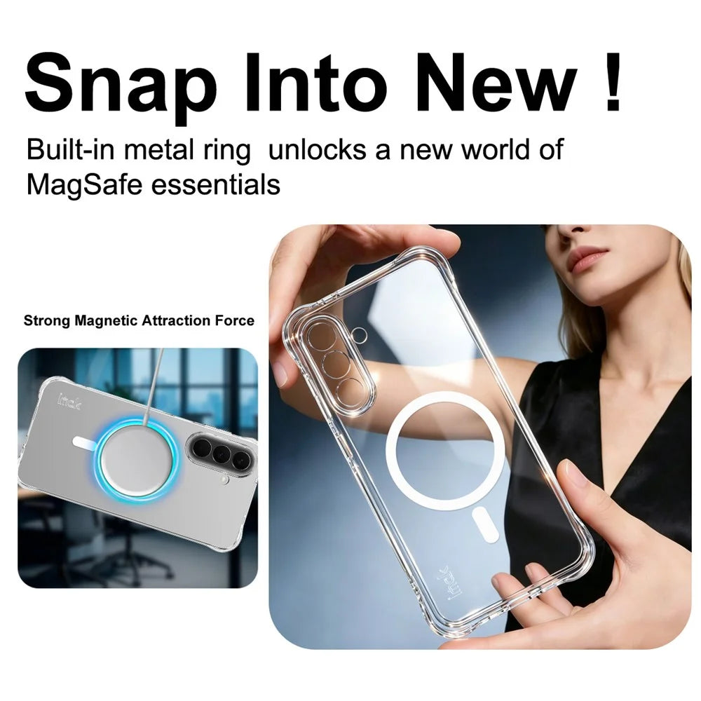 IMAK for Samsung Galaxy A56 5G Magnetic Case Airbag Shockproof Protection TPU Phone Cover - Transparent - 7