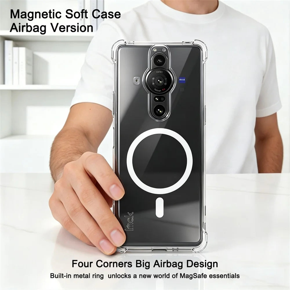 IMAK for Sony Xperia Pro-I Magnetic Case Airbag Shockproof Protection TPU Phone Cover - Transparent - 3