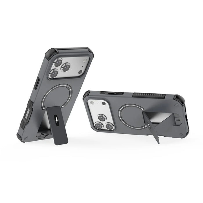 For iPhone 17 Pro Max Case PC + TPU Airbag Drop Protection Kickstand Phone Cover - Black - 2