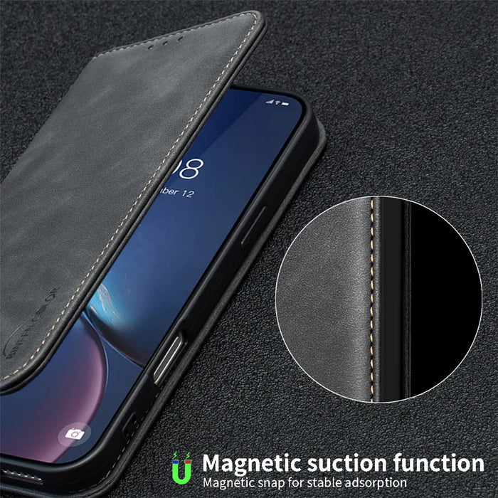 BINFEN COLOR for Samsung Galaxy A36 5G Case RFID Blocking Calf Texture PU Leather Phone Cover - Black - 5