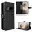 For Natural AI Phone Leather Wallet Case with Strap Diamond Texture Phone Cover - Black - 1