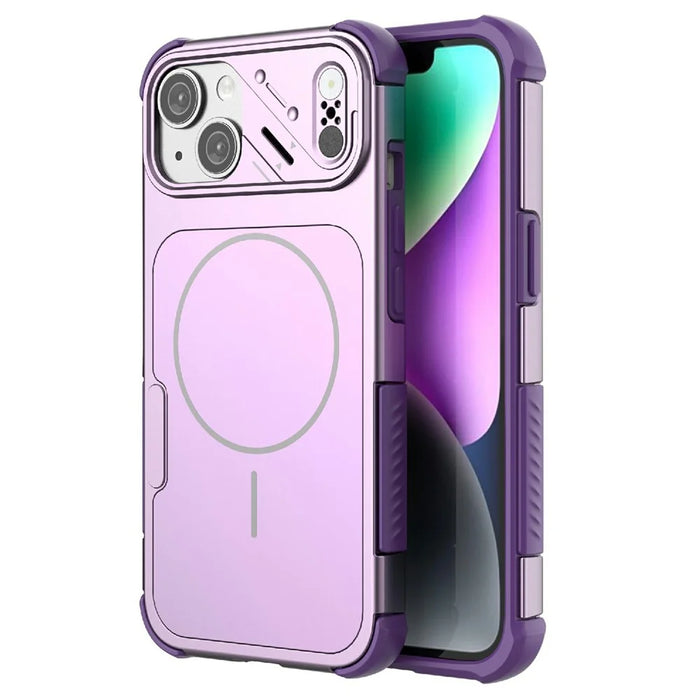 For iPhone 14 Case Shockproof Airbag PC+TPU Phone Cover Compatible with MagSafe - Purple - 1
