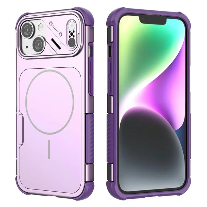 For iPhone 14 Case Shockproof Airbag PC+TPU Phone Cover Compatible with MagSafe - Purple - 2