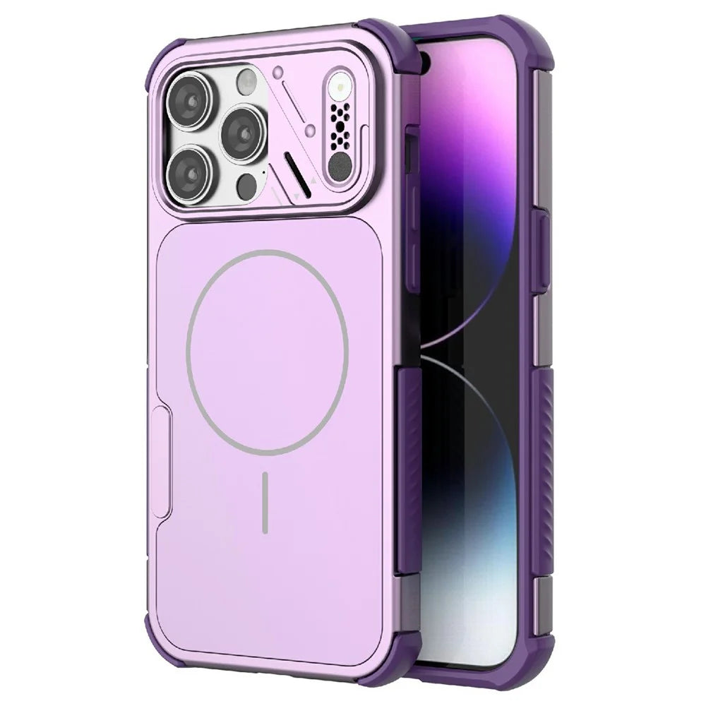 For iPhone 15 Pro Case Shockproof Airbag PC+TPU Phone Cover Compatible with MagSafe - Purple - 1