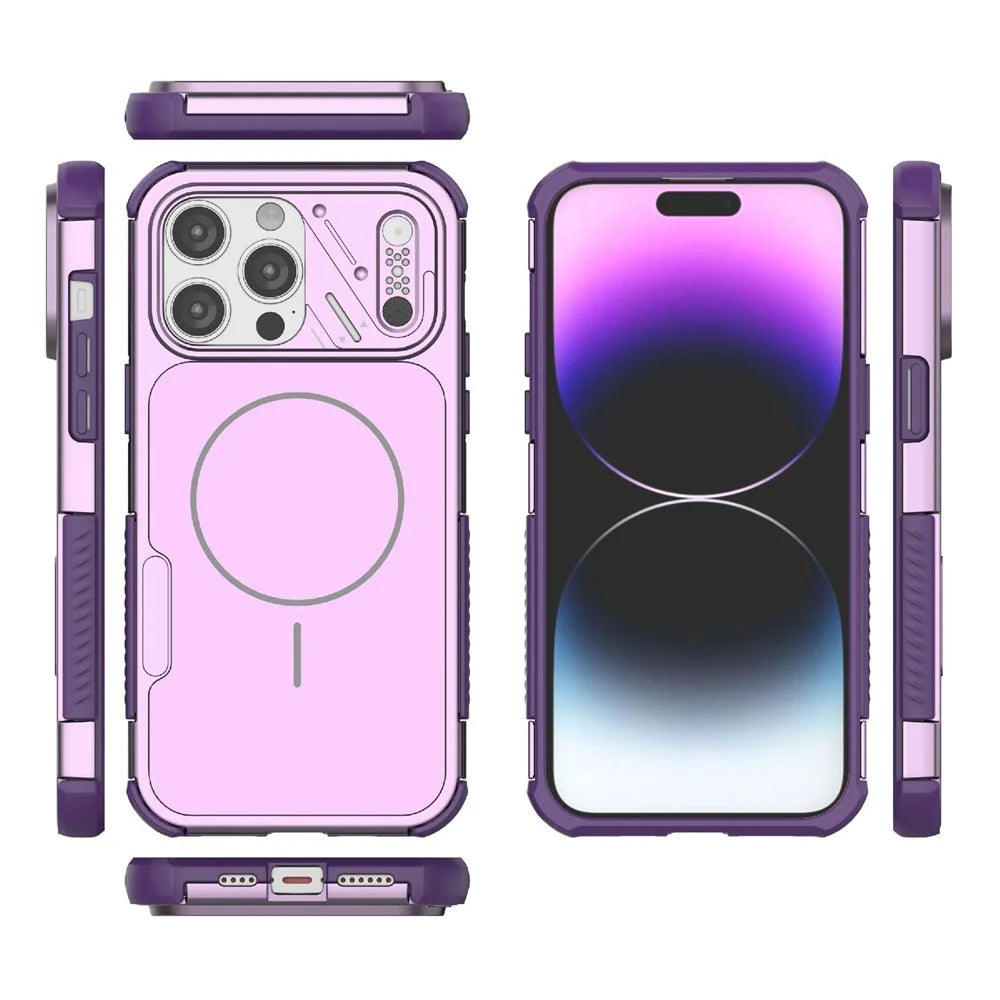 For iPhone 15 Pro Case Shockproof Airbag PC+TPU Phone Cover Compatible with MagSafe - Purple - 4