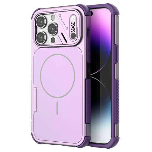 For iPhone 15 Pro Max Case Shockproof Airbag PC+TPU Phone Cover Compatible with MagSafe - Purple - 1
