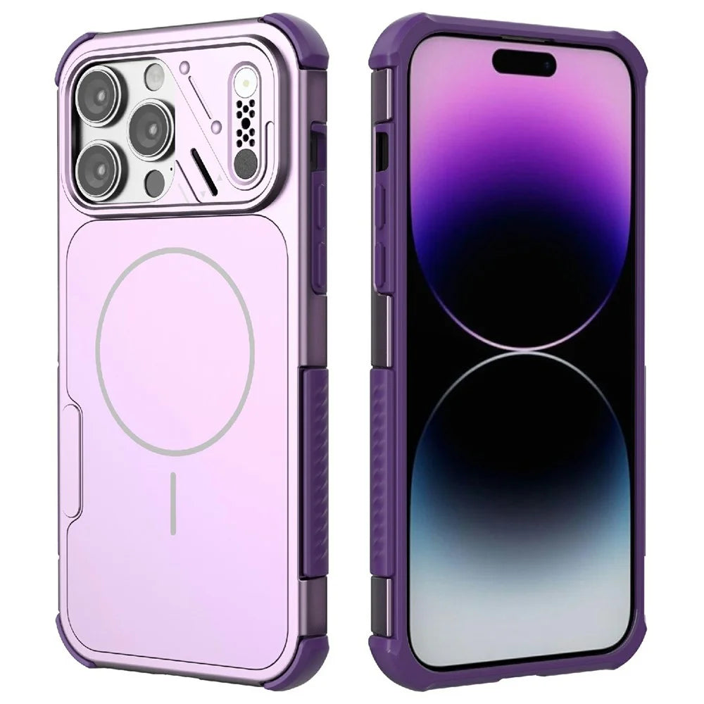 For iPhone 15 Pro Max Case Shockproof Airbag PC+TPU Phone Cover Compatible with MagSafe - Purple - 2