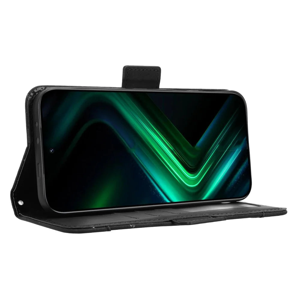 For Infinix GT 50 Pro 5G Leather Case Phone Wallet Cover with Multiple Card Slots - Black - 6