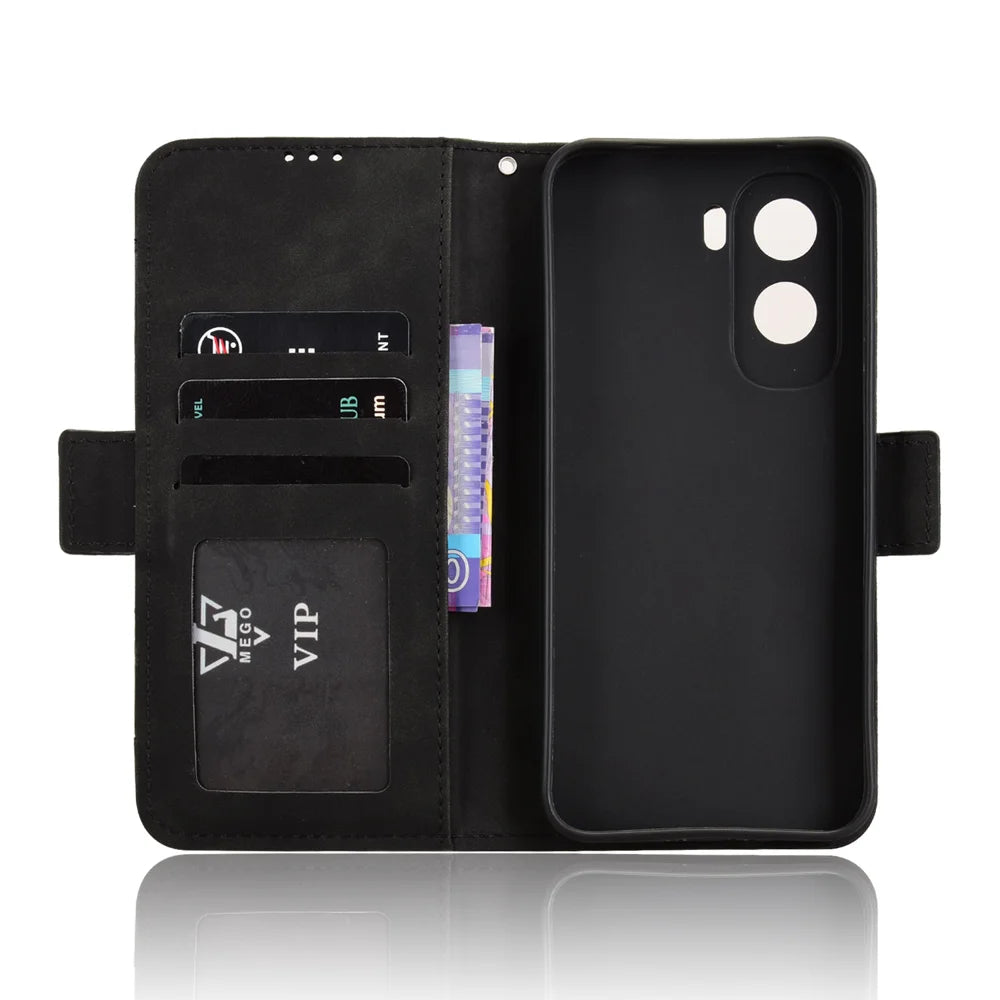 For vivo iQOO Z11 5G / vivo T5 Pro 5G Leather Case Phone Wallet Cover with Multiple Card Slots - Black - 4