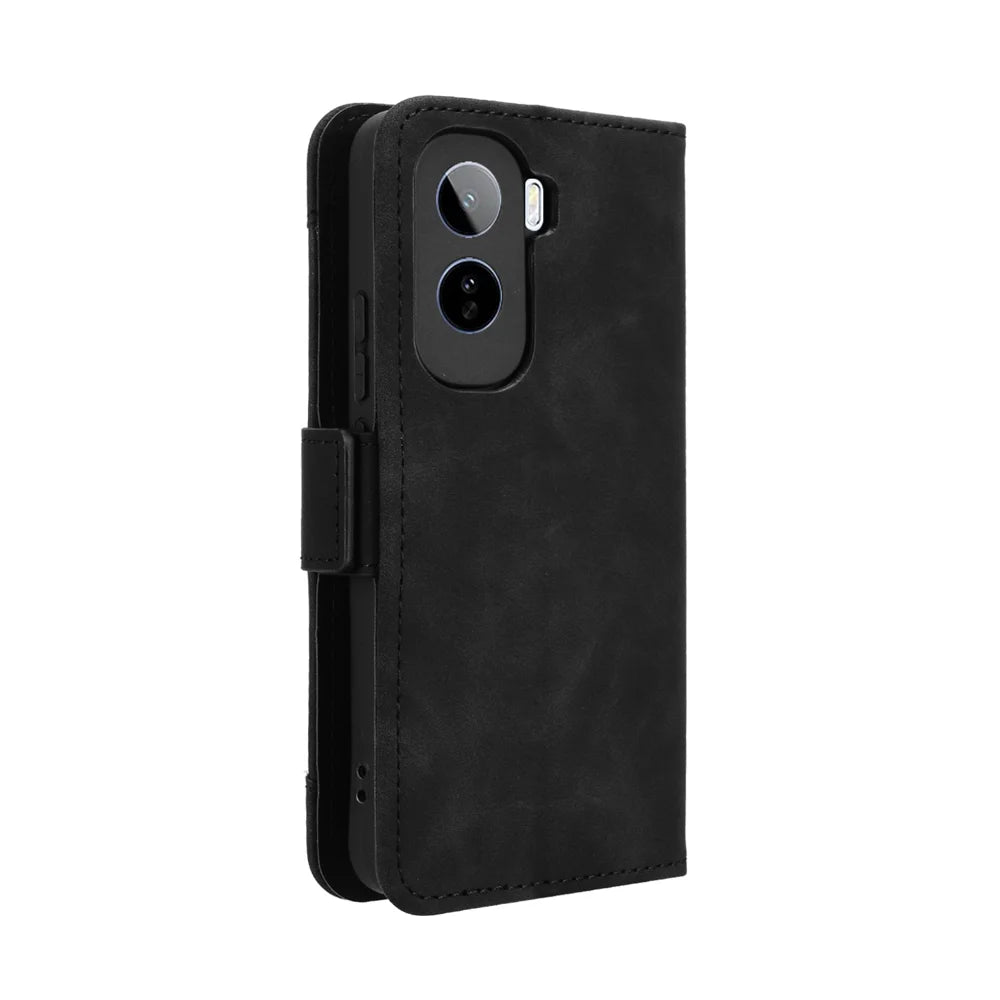 For vivo iQOO Z11 5G / vivo T5 Pro 5G Leather Case Phone Wallet Cover with Multiple Card Slots - Black - 7
