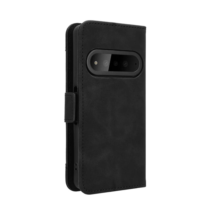 For Natural AI Phone Leather Case Phone Wallet Cover with Multiple Card Slots - Black - 7