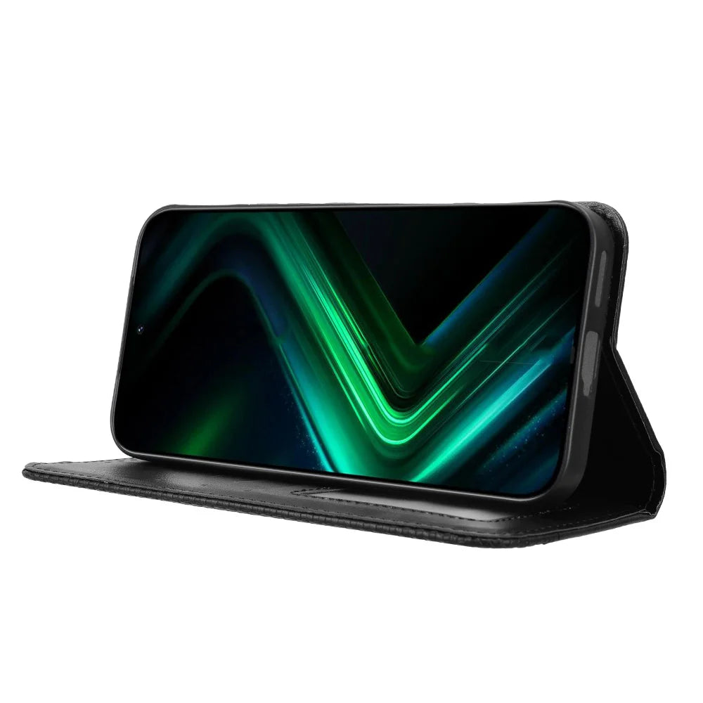 For Infinix GT 50 Pro 5G Leather Case Wallet Stand Retro Texture Phone Cover - Black - 7