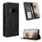 For Natural AI Phone Leather Case Wallet Stand Retro Texture Phone Cover - Black - 1