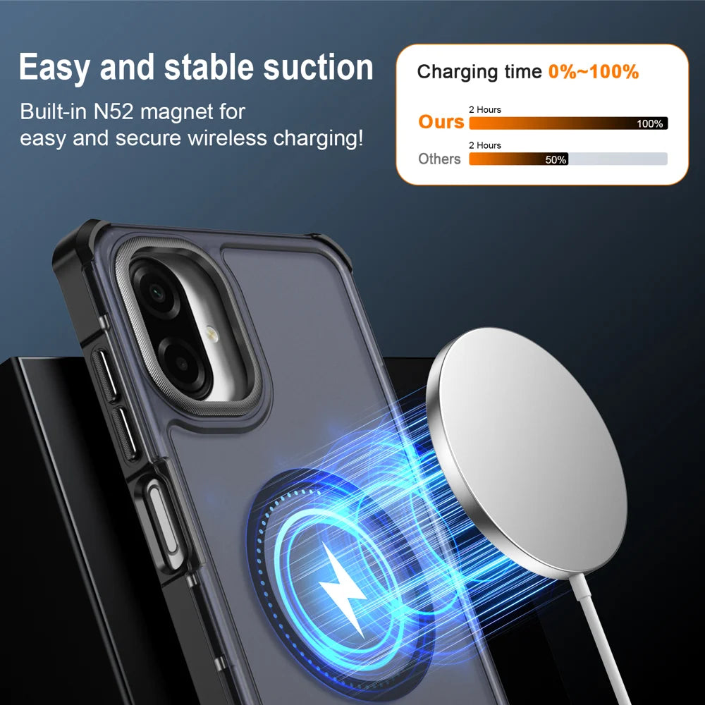 For Samsung Galaxy A07 5G / Galaxy A06 4G / Galaxy A06 5G / Galaxy A07 4G Magnetic Case Electroplated Frame Skin-touch TPU+PC Phone Cover - Black - 3