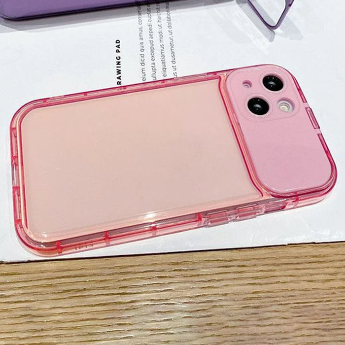 For iPhone 17 Case with Flip Mirror Lens Protection TPU + PC Shockproof Phone Shell - Pink - 2