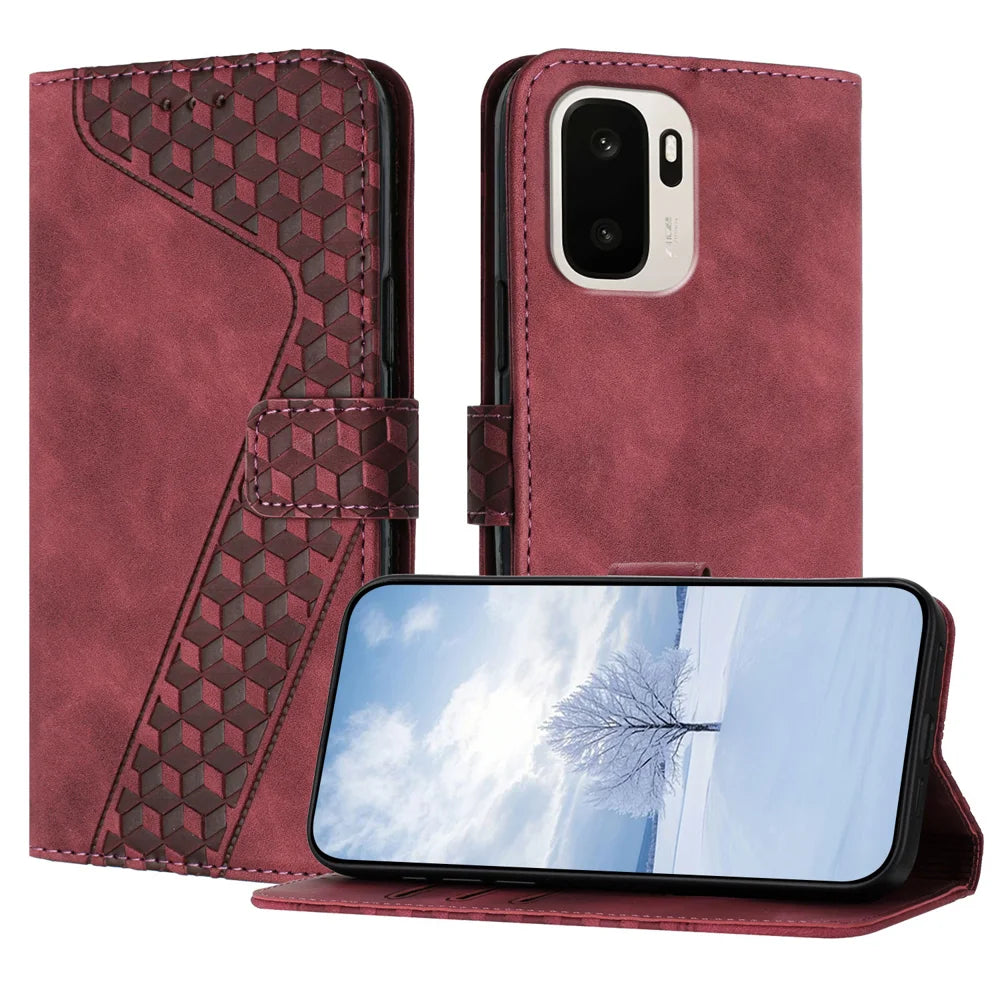For OnePlus Ace 6 Ultra 5G Leather Case 7-Shaped Pattern Wallet Stand Shockproof Phone Cover - Brown - 1