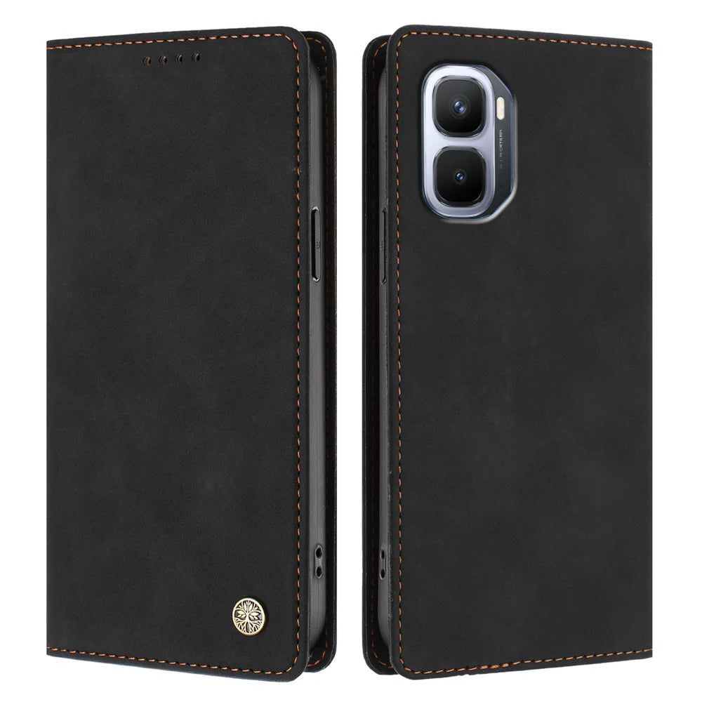 For Infinix GT 50 Pro 5G Case HX RFID Blocking Wallet Stand Leather Flip Phone Cover - Black - 1