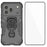 WANLONFENG for Honor 600 Pro 5G Phone Case  PC TPU Back Cover Kickstand with Tempered Glass - Black - 1