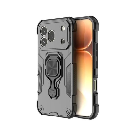 WANLONFENG for Honor 600 Pro 5G Phone Case  PC TPU Back Cover Kickstand with Tempered Glass - Black - 2
