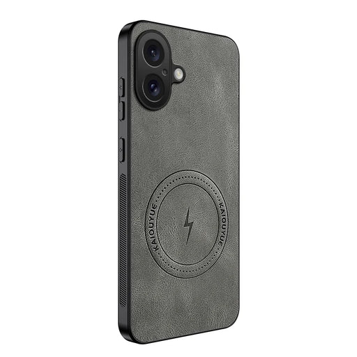 WANLONFENG for iPhone 16 SD1 Series Magnetic Case Nappa Texture PC TPU Phone Cover - Grey - 1