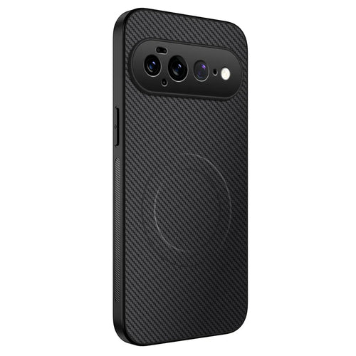 WANLONFENG for Google Pixel 11 Pro XL TQ Series Magnetic Case Carbon Fiber Texture PC TPU Phone Cover - Black - 1