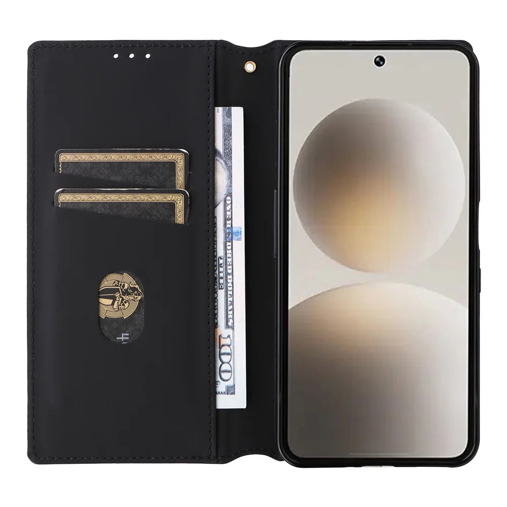 For SoftBank Natural AI Phone Case Wallet Rhombus Imprinted PU Leather Phone Cover - Silver - 2