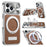 For iPhone 17 Pro Max Case Compatible with MagSafe Litchi Texture PU Leather+TPU+PC Phone Cover with Rotating Kickstand - Brown - 1