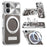 For iPhone 17 Magnetic Case Kickstand TPU+PC+PU Leather Litchi Texture Phone Back Cover - Grey - 1