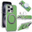 For iPhone 15 Pro Max Magnetic Case Ring Kickstand Fine Grid Texture Leather + PC + TPU Phone Cover - Green - 1