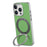 For iPhone 15 Pro Max Magnetic Case Ring Kickstand Fine Grid Texture Leather + PC + TPU Phone Cover - Green - 4
