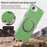 For iPhone 16e  /  17e Magnetic Case Ring Kickstand Fine Grid Texture Leather + PC + TPU Phone Cover - Green - 6
