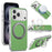 For iPhone 17 Pro Magnetic Case Ring Kickstand Fine Grid Texture Leather + PC + TPU Phone Cover - Green - 1